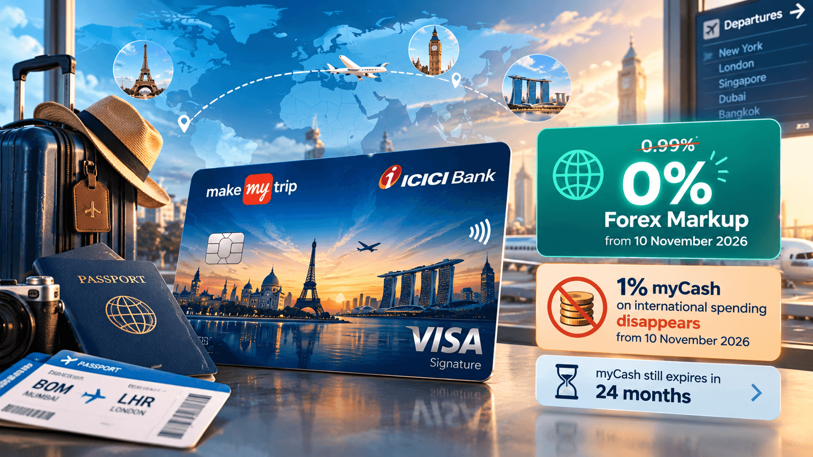 MakeMyTrip ICICI Bank Credit Card zero forex update 2026