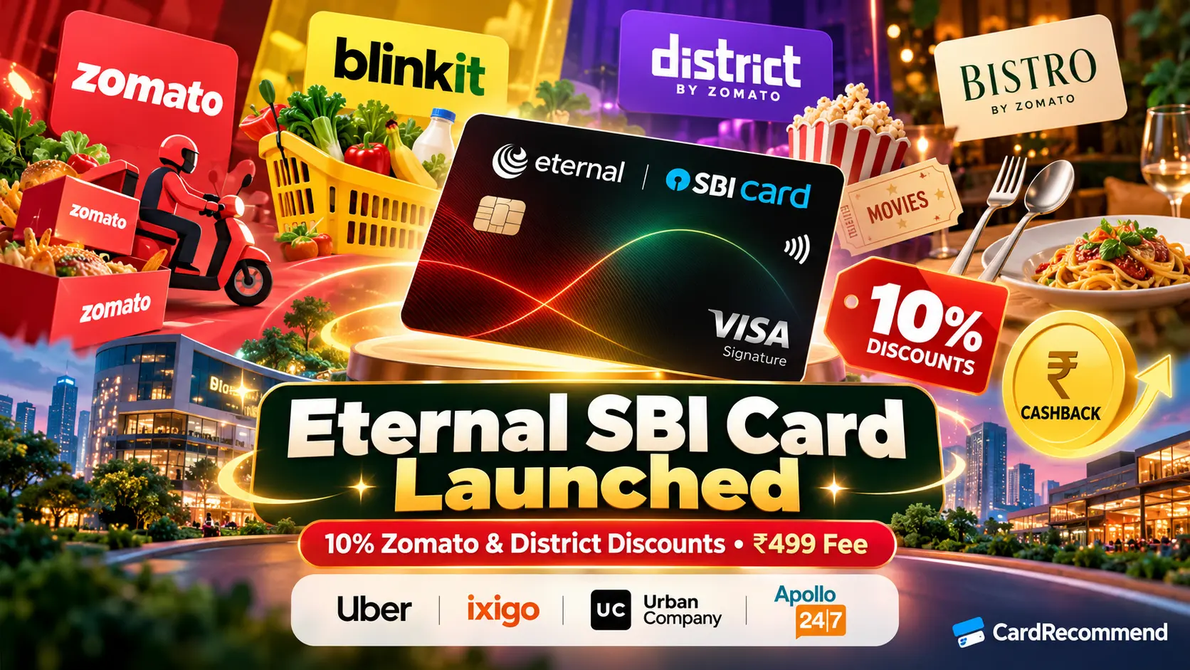 Eternal SBI Card launched with 10 percent Zomato Blinkit District discount and 5 percent partner cashback
